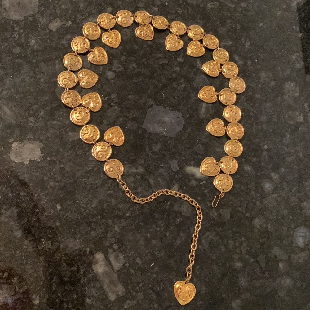 🎉HP🎉 Vintage EDOUARD RAMBAUD PARIS  Heart/Disc gold Belt - Picture 3 of 15